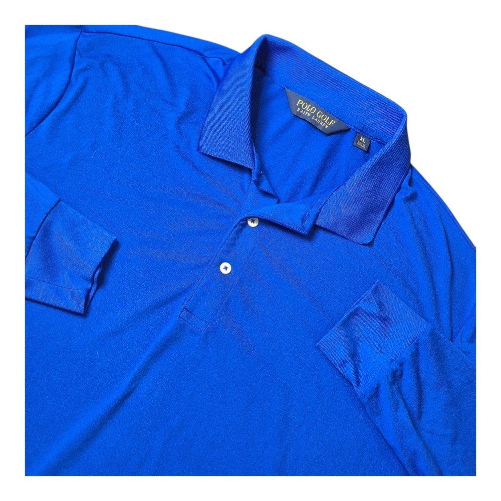 Polo Golf Ralph Lauren Men's XL Blue Long Sleeve Polo Shirt Performance Stretch